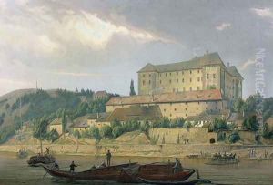 View of Nelahozeves from the River Vltava, 1841 by Carl Robert Croll