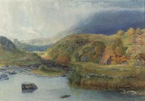 A Mountain Stream With A Heron In The Foreground