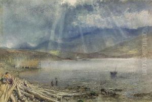 Sunlight Breaking Through The Clouds Over A Scottish Loch by Alfred William Hunt