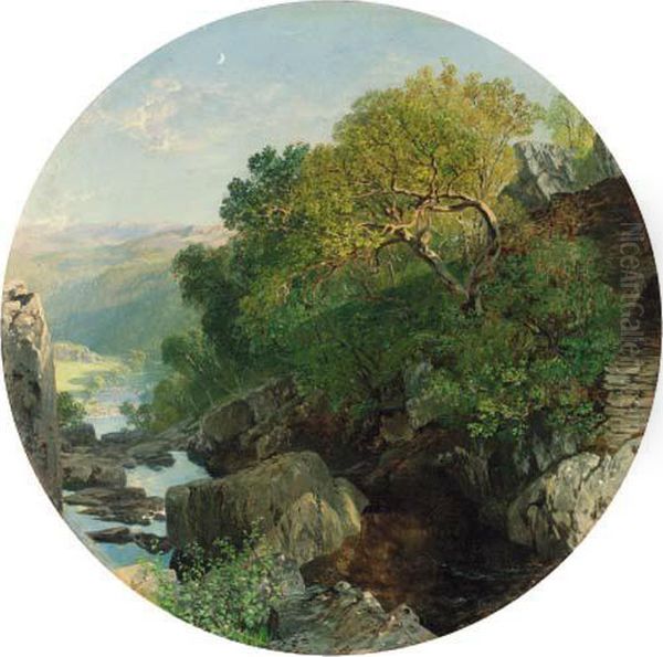 A Sunlit Wooded River Valley - view 1