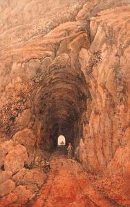 A figure at the entrance to a mountain tunnel by James-Pattison (Major-Gen.) Cockburn
