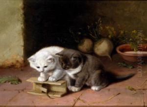 Play Time, Kittens With A Trapped Mouse by Charles Hunt