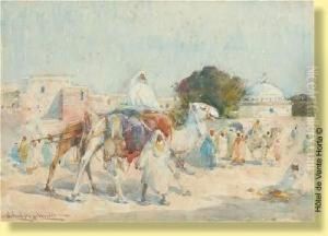L'arrivee De La Caravane (orientaliste) by Edward Aubrey Hunt
