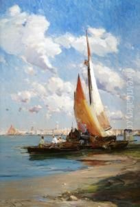 Fishing Craft With The Riva Degli Schiavoni, Venice Beyond Fishing Craft With The Riva Degli Schiavoni, Venice Beyond