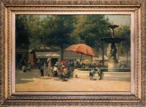 The Flower Market, Grenville, France by Edward Aubrey Hunt