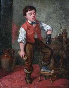 Young Boy Polishing Shoes