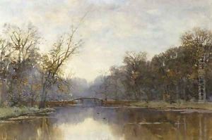 Autumn river landscape by Fredericus Jacobus Van Rossum Chattel