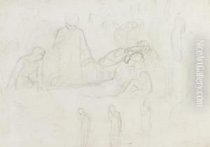Two Studies For 'one Step To The Deathbed' And For 'the Flight Ofmadeline And Porphyro'