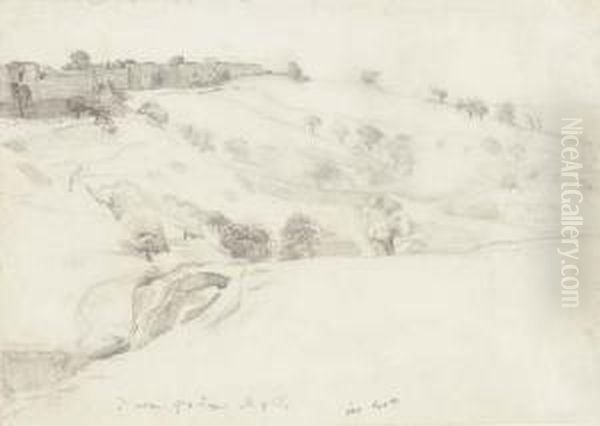 The Walls Of Jerusalem From
Graham's Tower, Mount Of Olives(illustrated); Descent To The Tomb Of
David, The Coenculum,jerusalem; And A House Built On The Water At
Damietta, Egypt - view 1