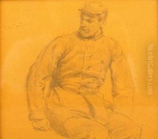 Sketch Of A Sitting Soldier - view 1