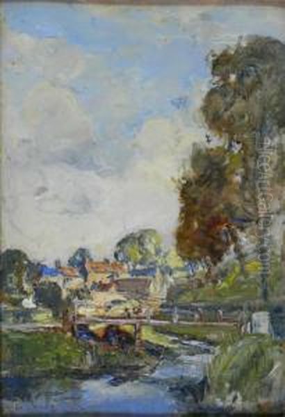 A Passing Bridge With Cream Houses - view 1