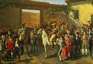 Horses in a Courtyard by the Bullring before the Bullfight, Madrid, 1853