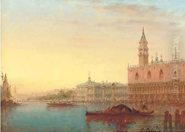 Gondolas before the Doge's Palace, Venice - view 1