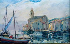 Voiliers Dans Le Port De Saint Tropez by Joseph Hurard