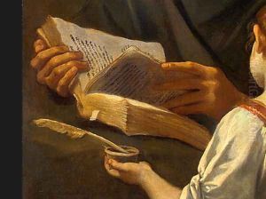 Saint Matthew and the Angel (detail) 1645-48 by Simone Cantarini (Pesarese)
