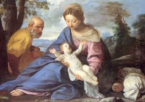Rest on the Flight into Egypt by Simone Cantarini (Pesarese)