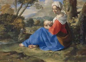 Rest on the Flight into Egypt 2 by Simone Cantarini (Pesarese)