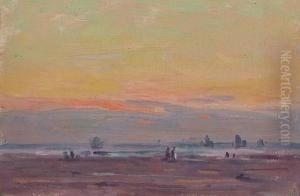 A Summer Landscape-sunset Along The Coast by Frank Townsend Hutchens