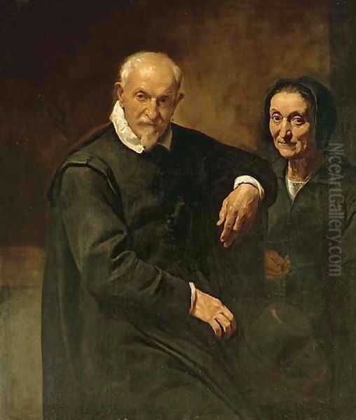 Portrait of a seated gentleman and a lady holding a rosary - view 1