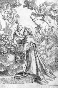 Saint Anthony of Padua adoring the Christ Child in Glory by Simone Cantarini (Pesarese)