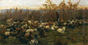 A Flock of Goats by Nicolo Cannicci