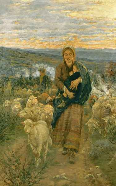 Shepherdess and Child in the Pasture - view 1