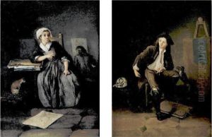 Two Young Artists In Their Studio by Charles-Francois Hutin