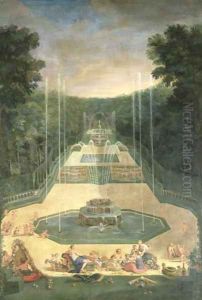 The Groves of Versailles. View of the Three Fountains with Venus and Cherubs Practising with Bows and Arrows, 1688