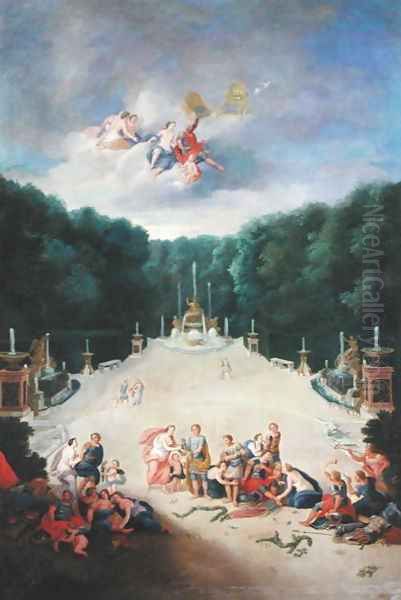 The Groves of Versailles. View of the Arc de Triomphe and France Triumphant with Nymphs Chaining Captives before Venus and Mars, 1688 - view 1