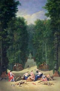 The Groves of Versailles View of the Maze with Diana and her Nymphs, 1688 by Jean II Cotelle