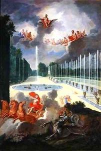 The Groves of Versailles View of the Dragon Pool and the Pool of Neptune with Apollo slaying Python by Jean II Cotelle
