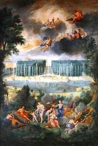 The Groves of Versailles View of the pool of Neptune and walkway with the Judgement of Paris by Jean II Cotelle
