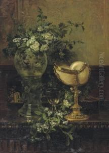A Nautilus Shell, An Amorial Roemer And A Lacquer Chest On Atable by Francois-Joseph Huygens