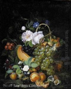 Basket Offruit And Flowers by Francois-Joseph Huygens
