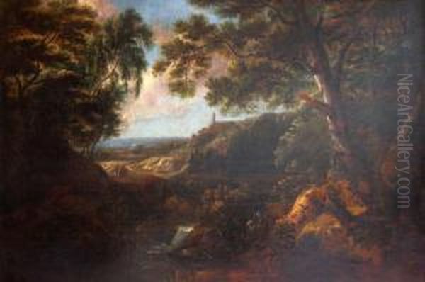 Wandelaars In Een Berglandschap.
Promeneurs Dans Un Paysage Montagneux. - view 1