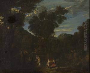 Antikisierende Landschaft Mit Nymphen, Pan Und Erotischer Szene