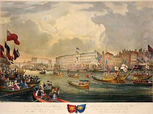 View of the River Thames during King William IV and Queen Adelaide opening London Bridge