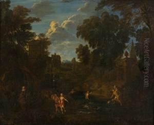 Antikisierende Landschaft Mit Badenden Nymphen