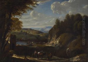 Sudliche Landschaft Mit Einem Kleinen See by Cornelis Huysmans