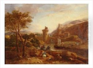Paysage Fluvial Avec Une Attaque De Brigands