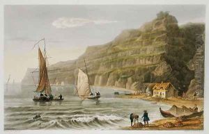 Shanklin Bay, from 'The Isle of Wight Illustrated, in a Series of Coloured Views' by Frederick Calvert