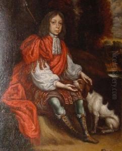 Portrait Of A Young Gentleman With Ahound by Jacob Huysmans
