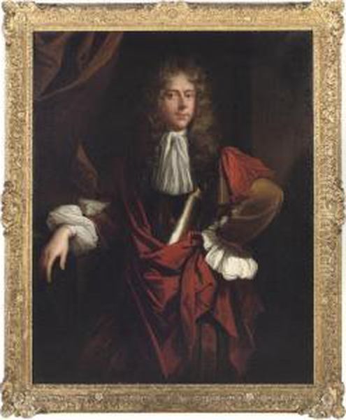 Portrait Of A Gentleman,
Three-quarter-length, In A Buff Coat, Abreast Plate And A Burgundy Wrap - view 1