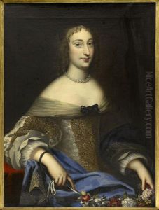 Three Quarter Length Portrait Of A Lady With Garland Of Flowers