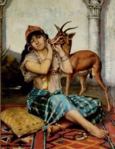 Young Girl With A Deer by Jan Baptist Huysmans