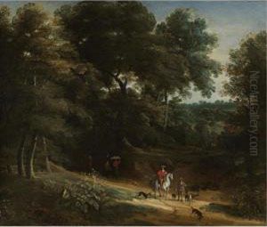 Landscape With Hunters by Jan Baptist Huysmans
