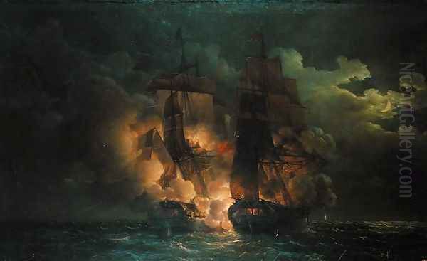 Battle Between the French Frigate Arethuse and the English Frigate Amelia in View of the Islands of Loz, 7th February 1813 - view 1