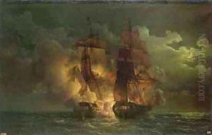 Battle Between the French Frigate Arethuse and the English Frigate Amelia in View of the Islands of Loz