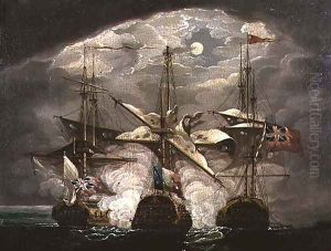 A Moonlit Battle Scene by Robert Cleveley