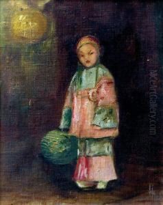 Young Girl Holding A Lantern by Helen Hyde